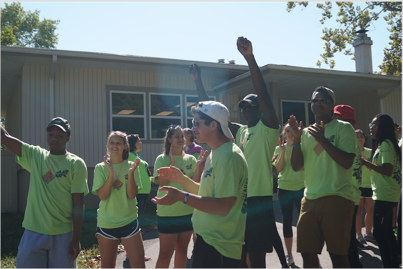 Counselors prepare for campers to arrive at 6th grade camp. 