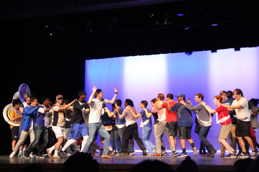 Habitat for Humanity hosted their seventh annual "Mr. Ladue" contest on March 13th. All of the contestants form a conga line to conclude the night.