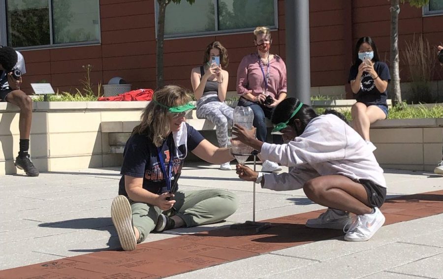 AP Chemistry students complete bottle rocket lab