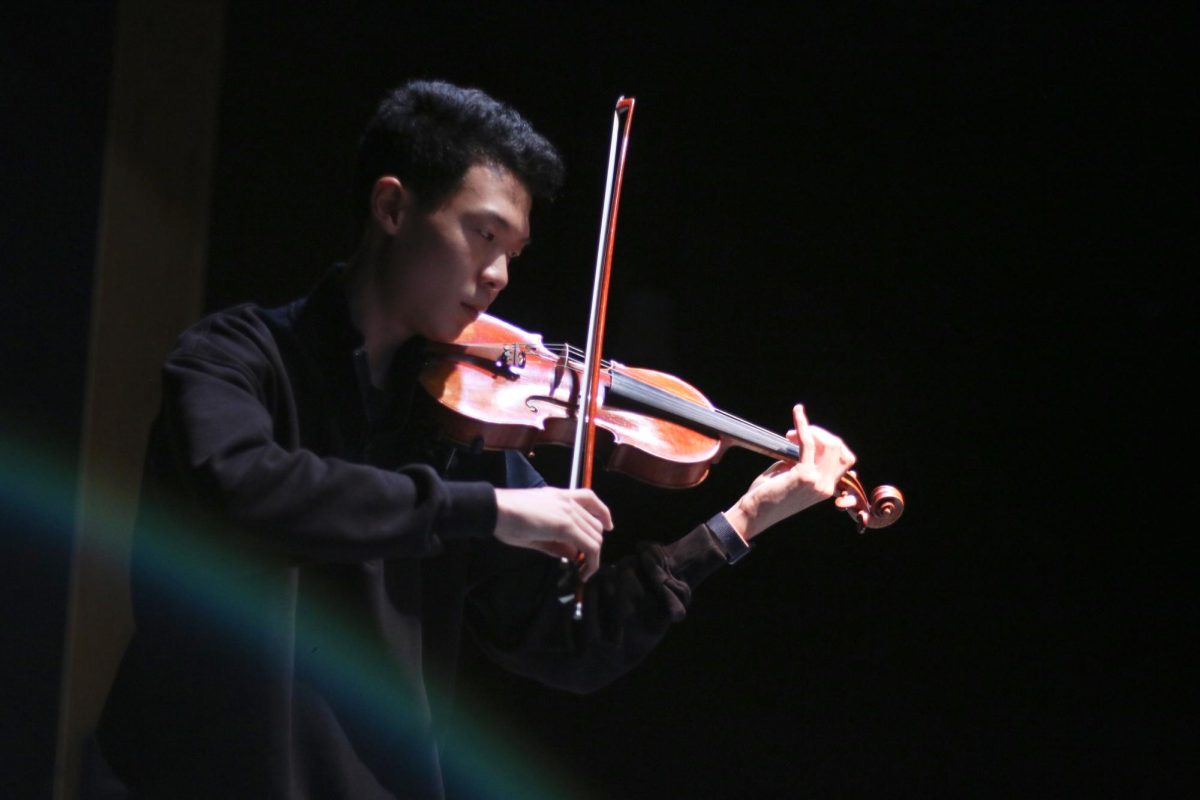 Junior Adam Ye performs the violin in the Performing Arts Center. He has practiced and performed in many orchestras, including the St. Louis Symphony Youth Orchestra, Community Music School’s Preparatory Program, and the Missouri All-State Orchestra. Through his numerous performances, Ye has found an outlet for self expression through the violin. “The instrument shouldn't be a prison,” Ye said. “It should be a key, a tool for you to explore yourself.”