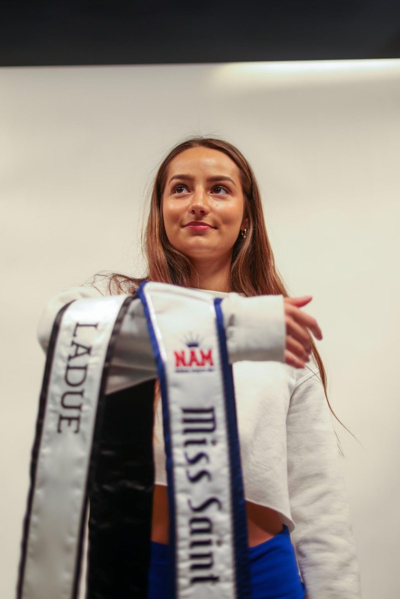 Holding her most prized possessions, Talya Weinstein presents her sashes, gear and award pins from various  National American Miss competitions over the course of the year. Talya first won Miss Ladue, then continued on to win Miss Saint Louis, and finally earned her spot to go to the national competition. Talya was excited to present herself in front of a national panel and got to see her pageant friends that she's made along the way who make the long pageant days easier. “Miss Missouri Teen USA was my favorite because I bonded with these girls on a different level,” Talya said. “Most of the girls are very friendly and easy to talk to, and I have a lot of friendships with the girls from the pageants I compete in. I communicate with my pageant friends weekly.”