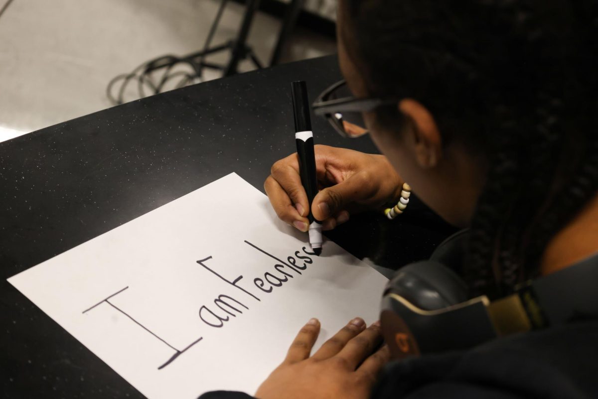 While writing “I am Fearless,” Fearless wears a handmade bracelet displaying his name, which showcases his appreciation towards his name. During high school, Fearless finally accepted the significance of his name. He felt proud and appreciative to have such a memorable name. “My parents gave me a solid, unique name that is an adjective and you can [find] my name in the dictionary,” Fearless said.