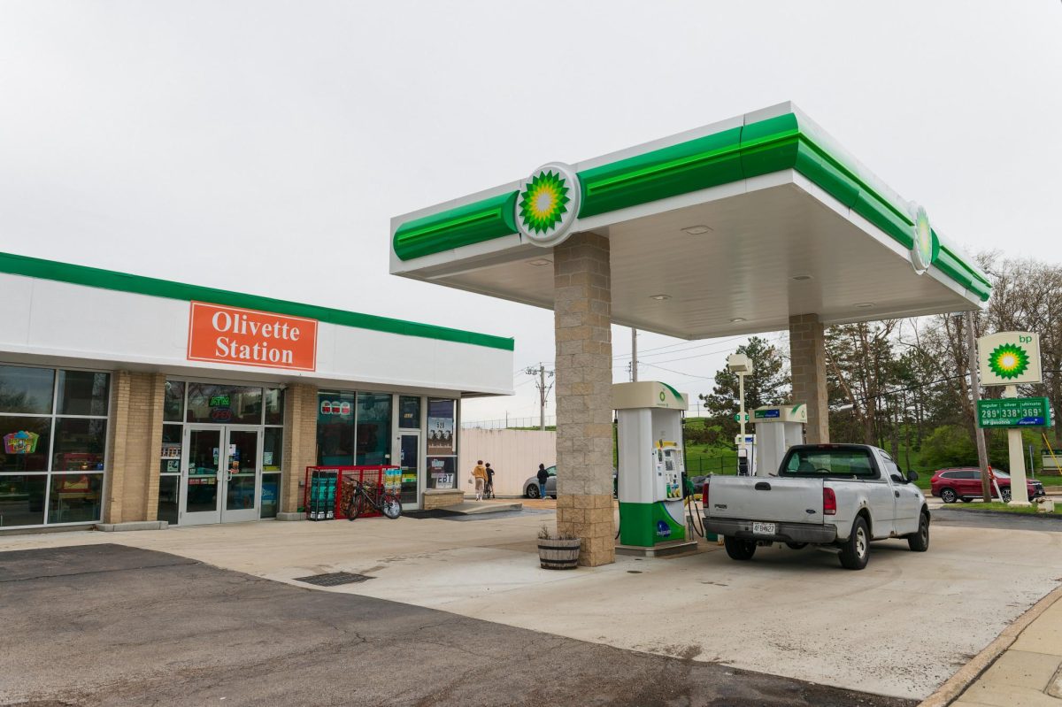 The exterior of Olivette Station April 6. In 2023, Afzal renovated the outside of the station. “The outside is green and cheery,” Chen said. “It matches well with how quaint the inside is.”