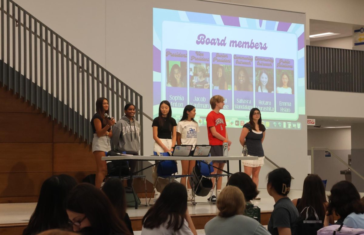 The board of the National Honor Society introduces expectations of the club for the 2025-26 members in the multipurpose room Sept. 4. The board members shared multiple volunteering opportunities, and their focus on including students in the club. “It was a great start to the year and I hope that we have some great meetings in the future,“ Junior President Anya Calfee (11) said. 
