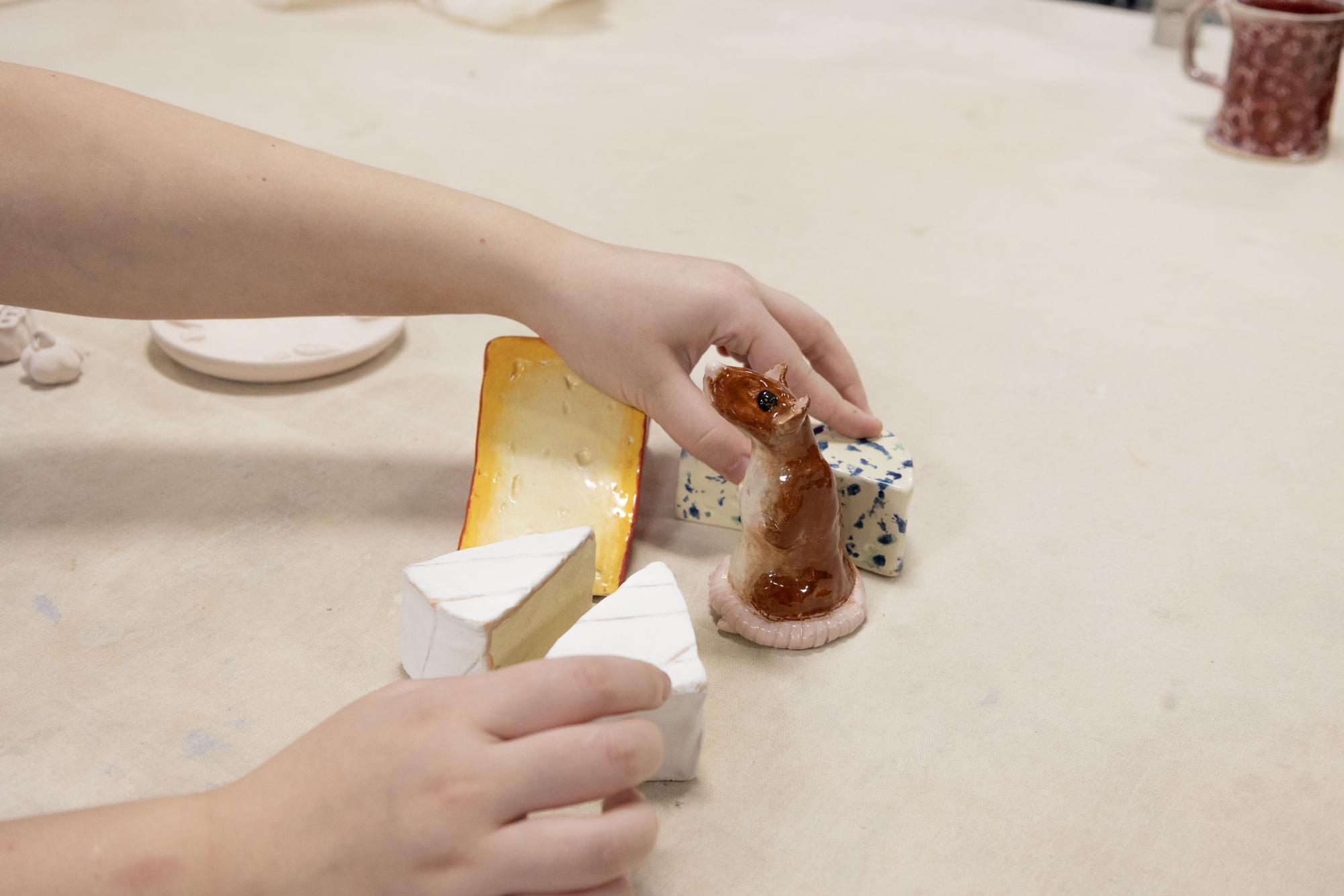 Ceramics students polish their projects Oct. 28