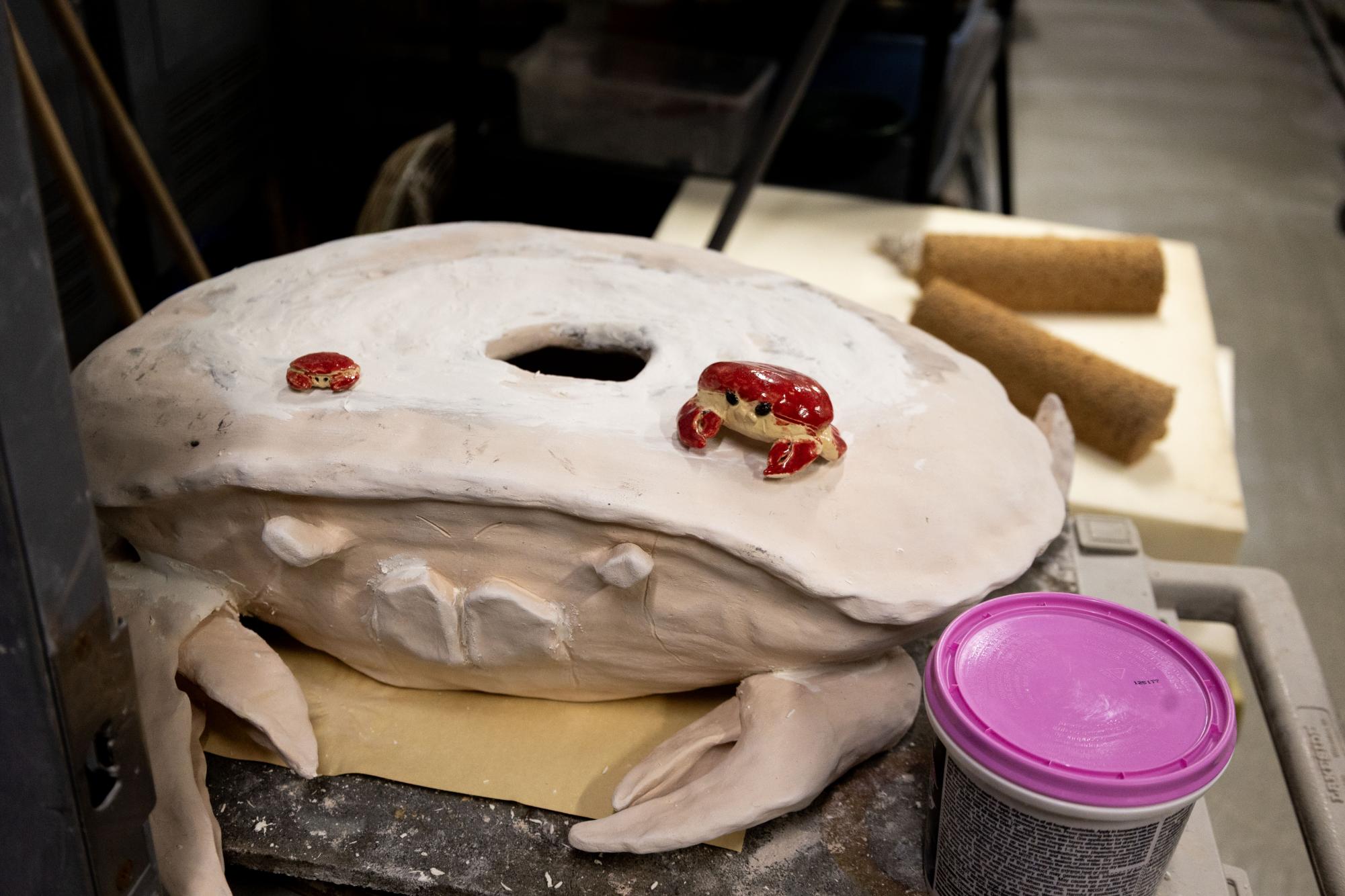 Ceramics students polish their projects Oct. 28