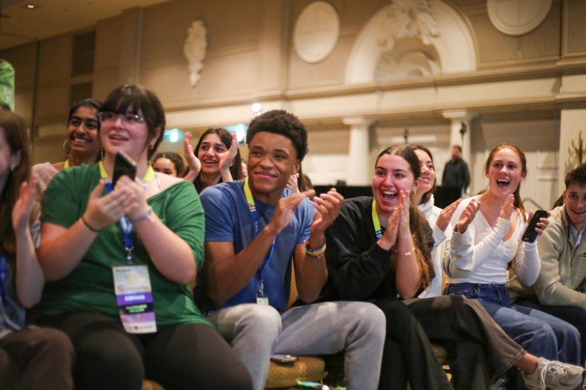 Ladue Media staff reacts as Fiona Van Allen is named NSPA's Artist of the Year. 