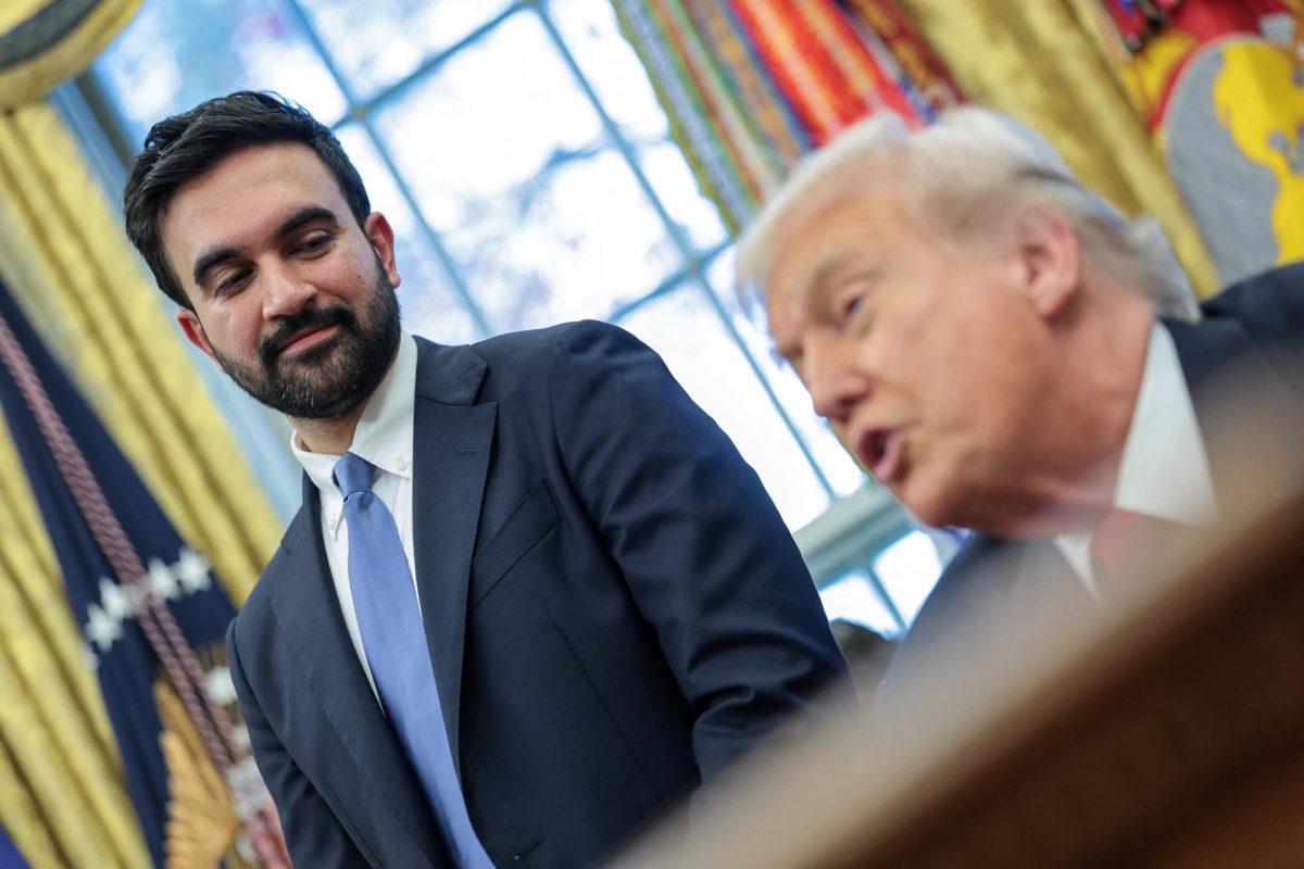 U.S. President Donald Trump and New York City Mayor-elect Zohran Mamdani speak to members of the media as they meet in the Oval Office at the White House in Washington, D.C., U.S., November 21, 2025. REUTERS/Jonathan Ernst