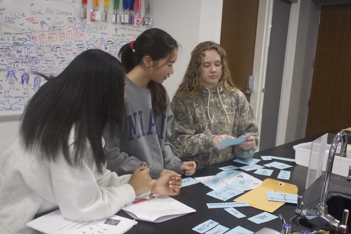 Chemistry students work on VSEPR lab Jan. 21