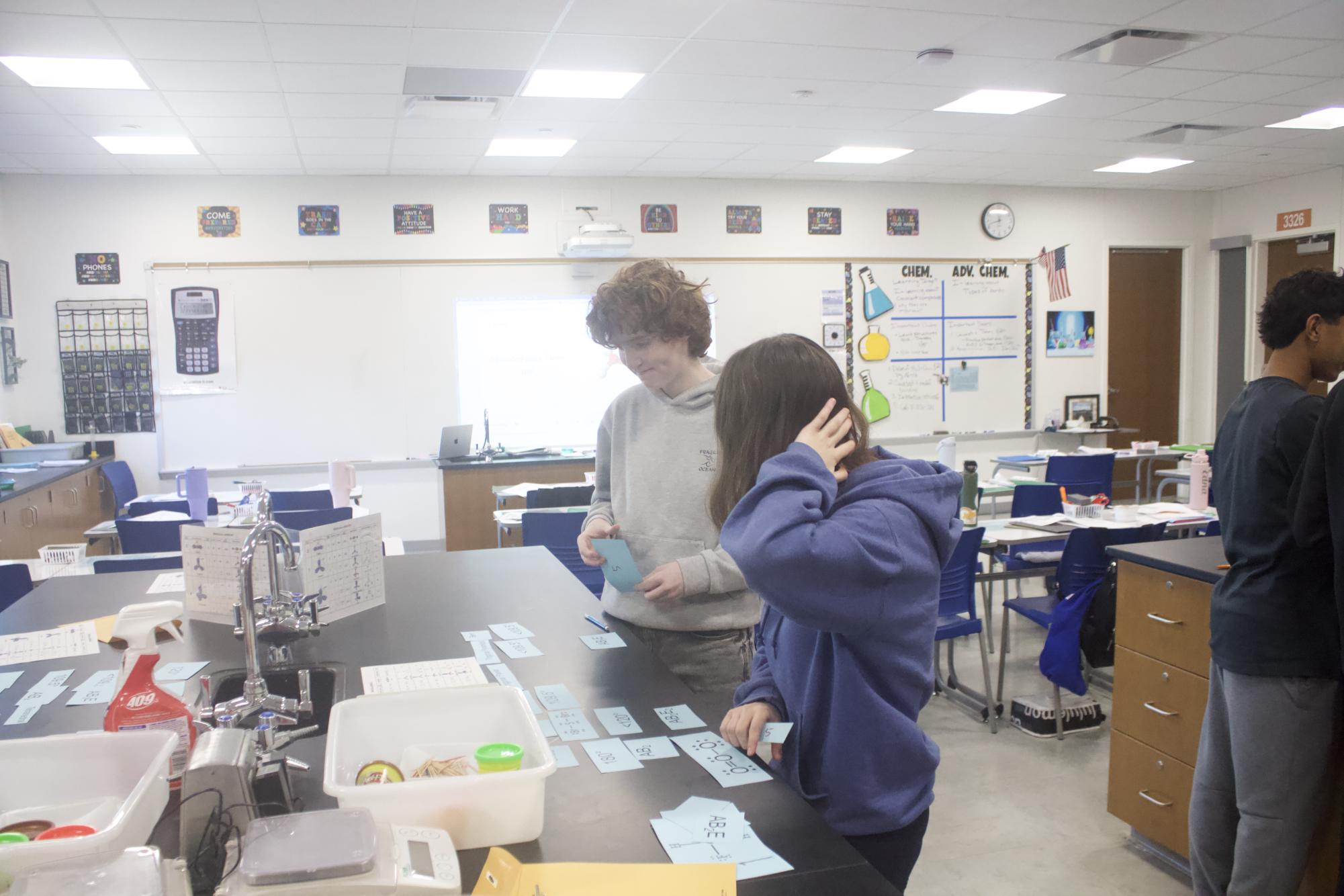 Chemistry students work on VSEPR lab Jan. 21