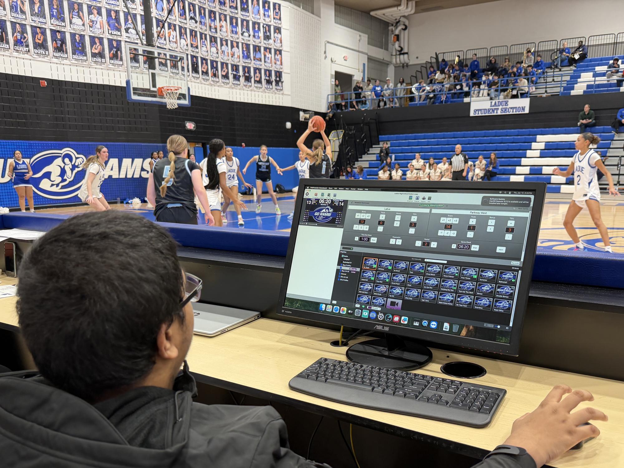 Digital Scoreboard Crew Runs Graphics at Girls Basketball Games Jan. 15