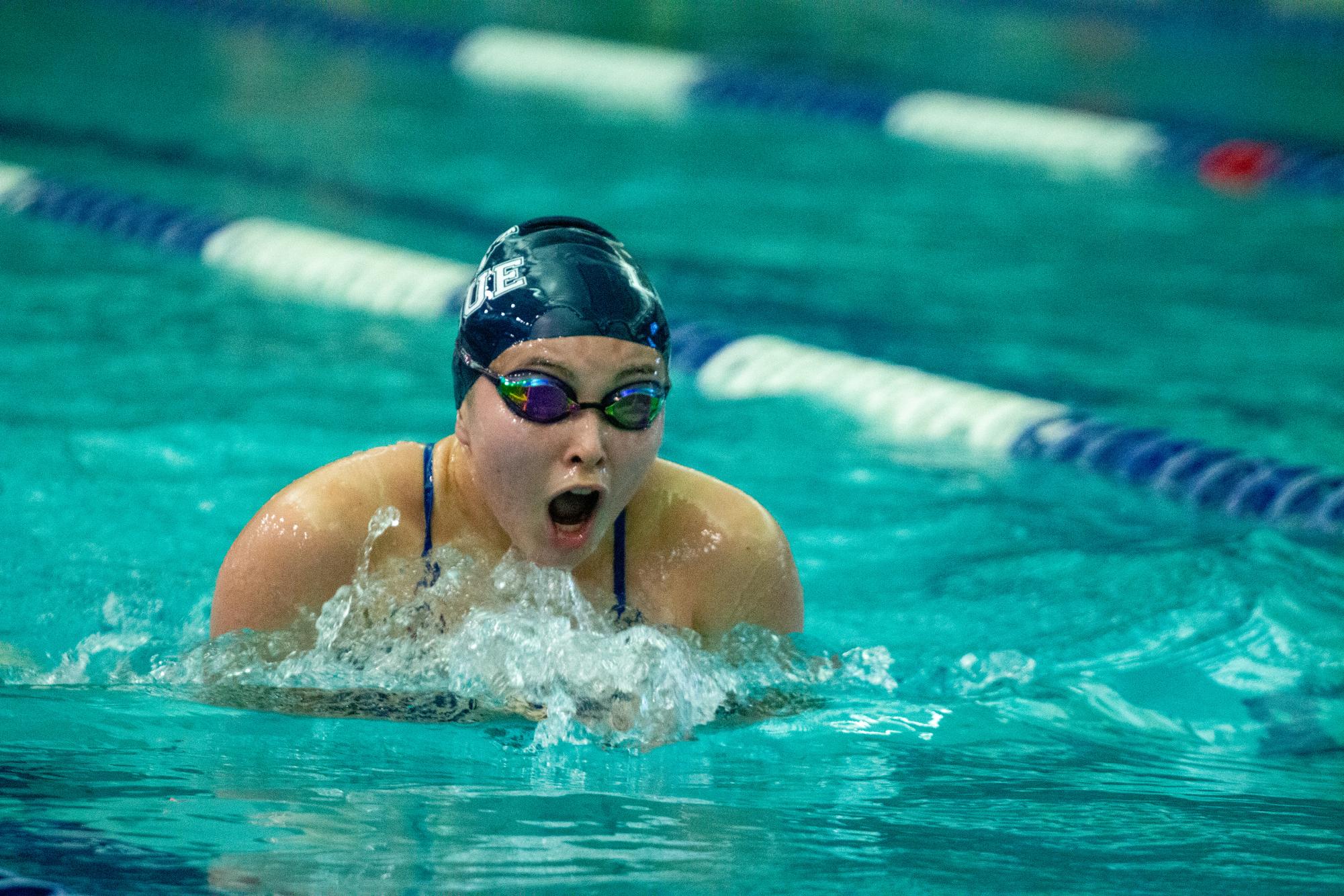Girls swim competes in a tri-meet Jan. 15