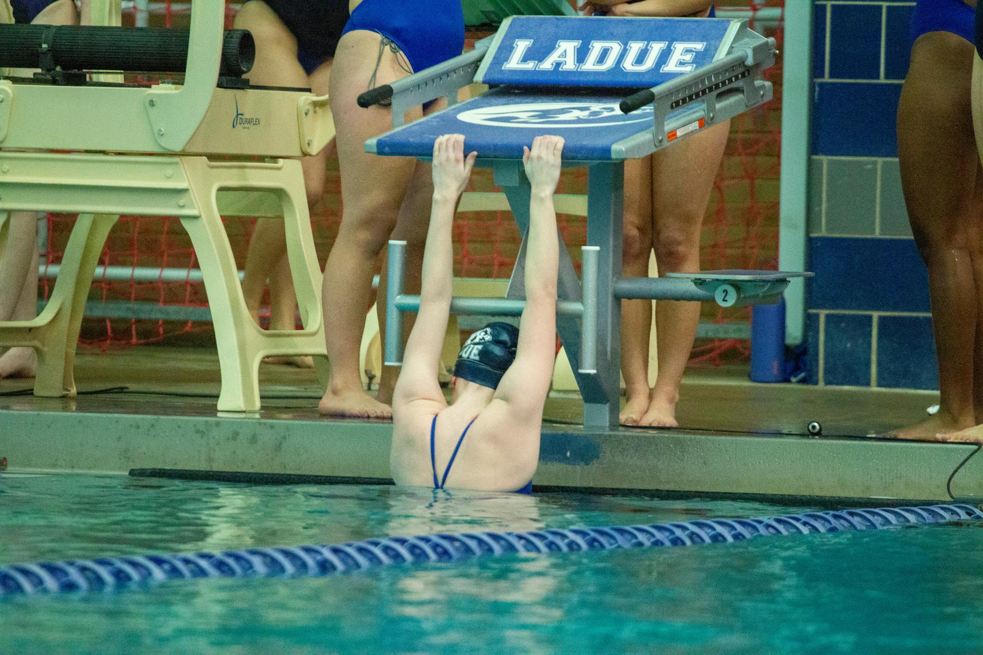 Girls swim competes in a tri-meet Jan. 15