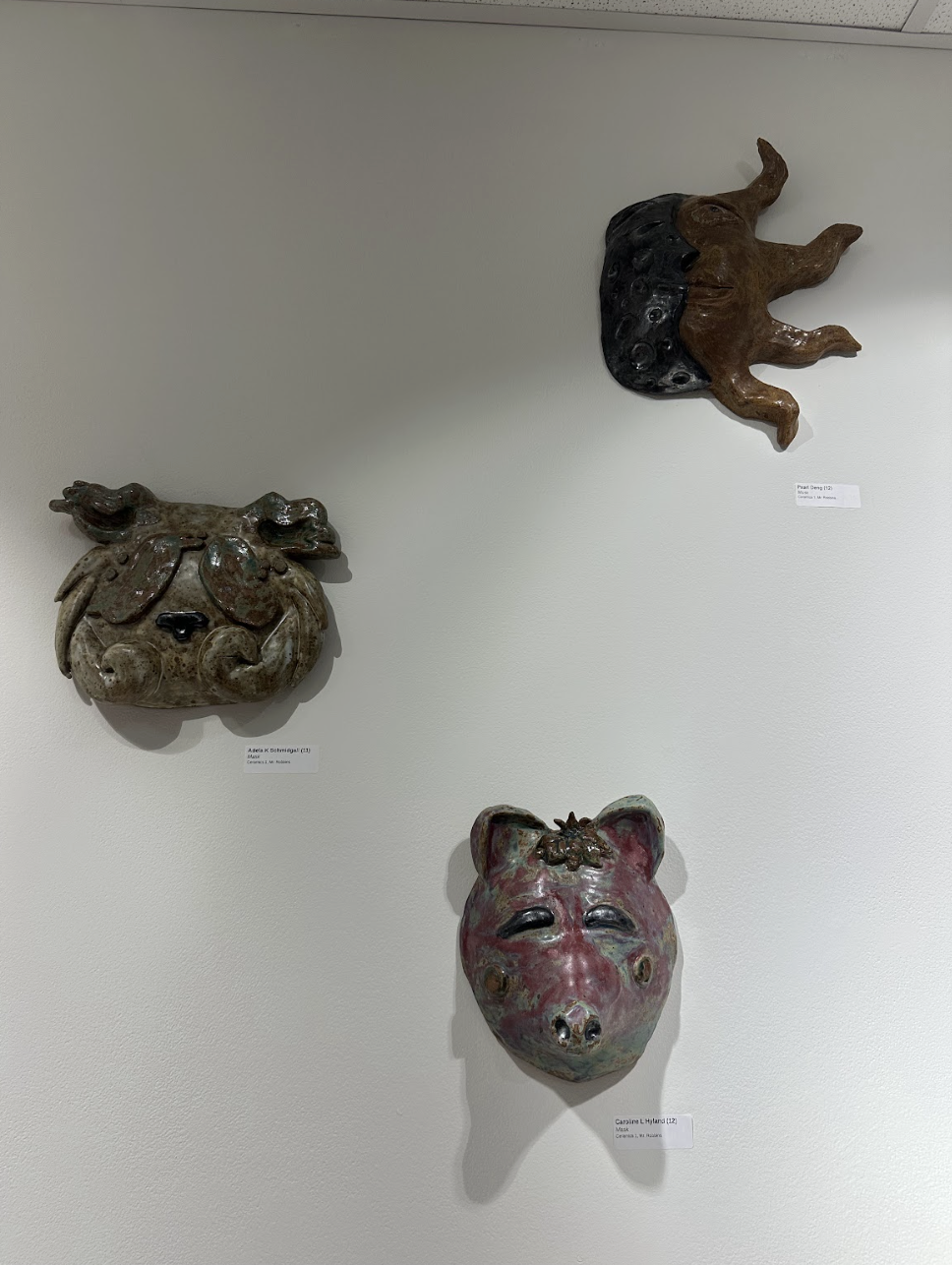 Ceramics I classes display masks in Spirtas Gallery Feb. 24