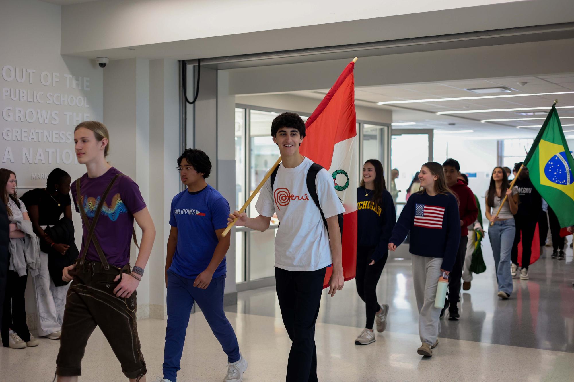 Students in World Language classes participate in Parade of Nations Feb. 23