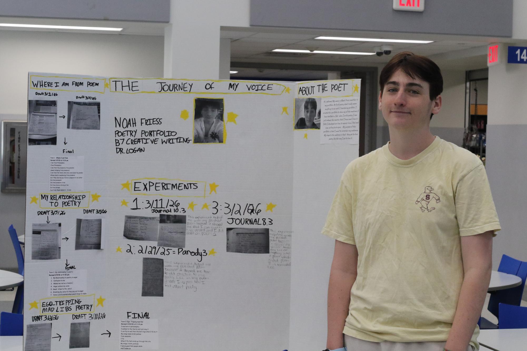 Creative Writing classes display poetry portfolio posters March 26