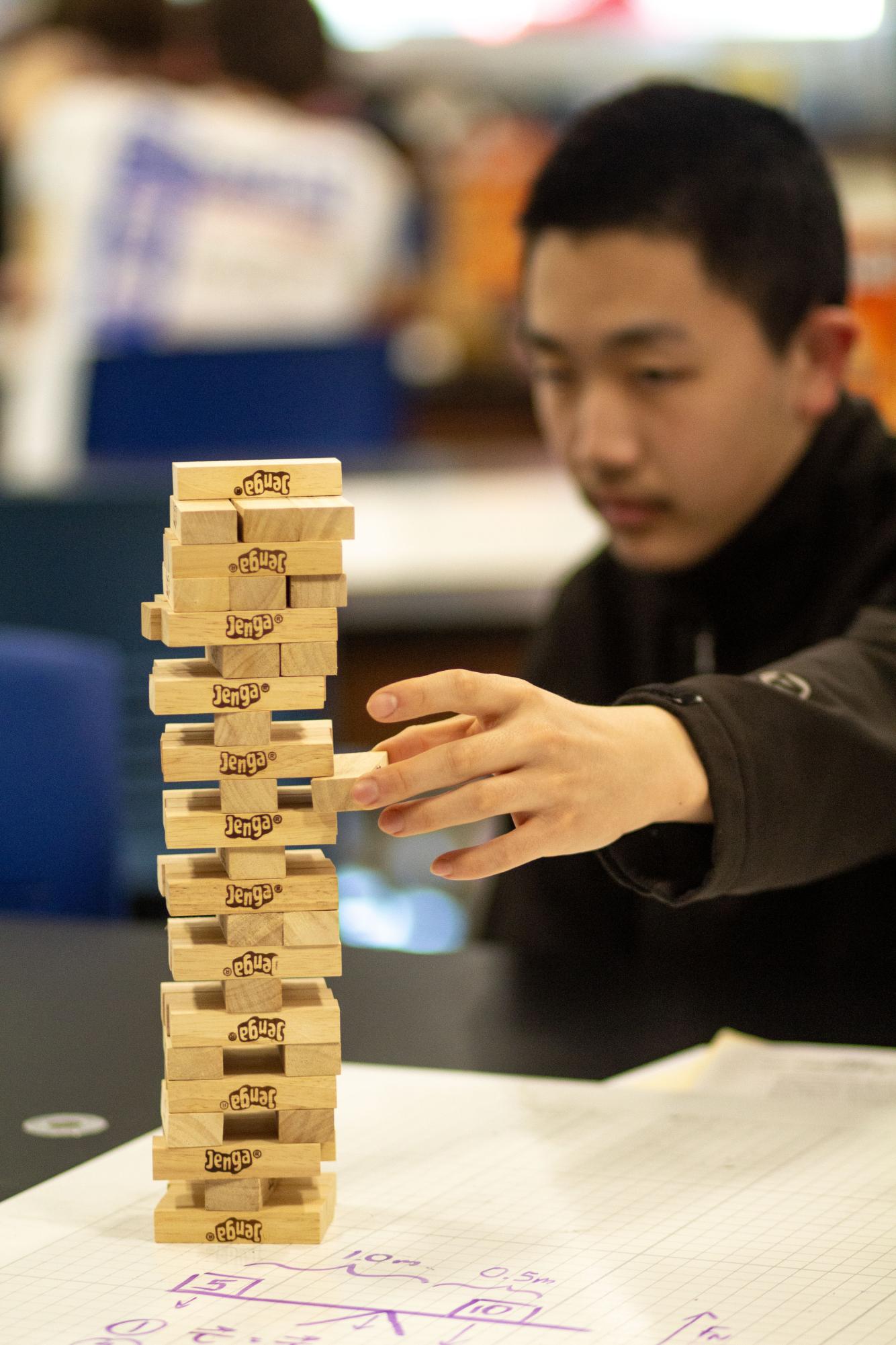 AP Physics: C Mechanics students play Jenga Feb. 27