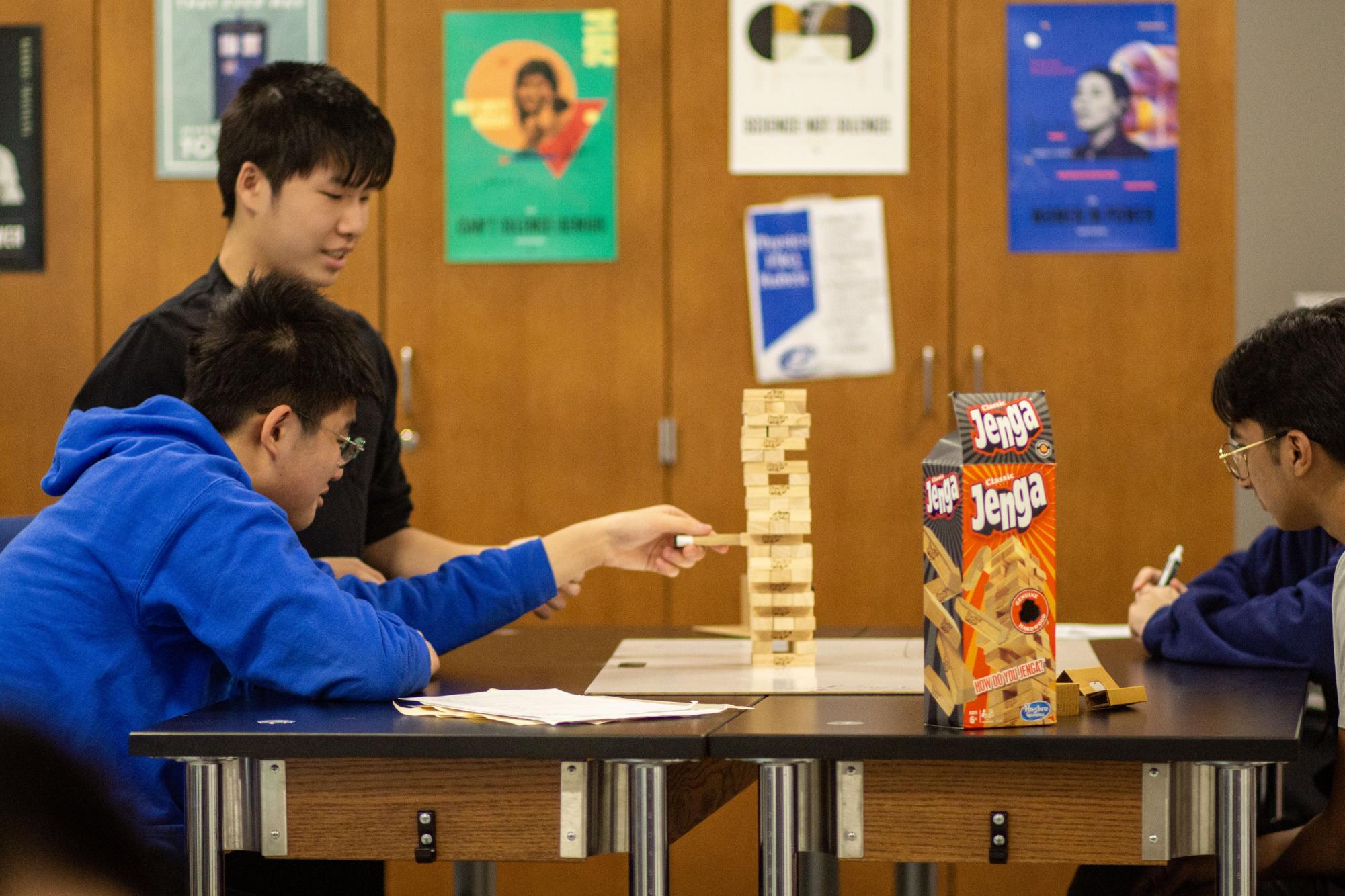 AP Physics: C Mechanics students play Jenga Feb. 27