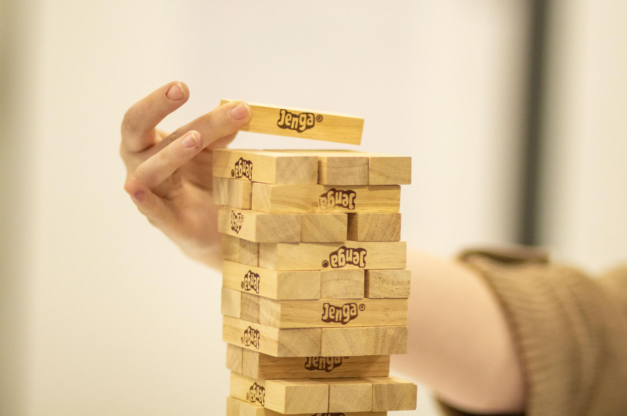 AP Physics: C Mechanics students play Jenga Feb. 27