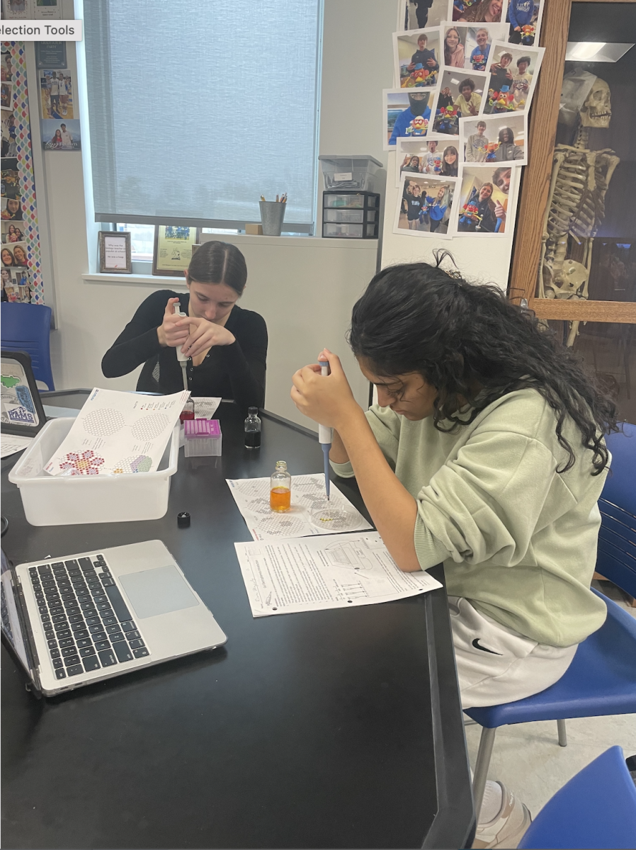 AP Biology students learn how to use a micropipette