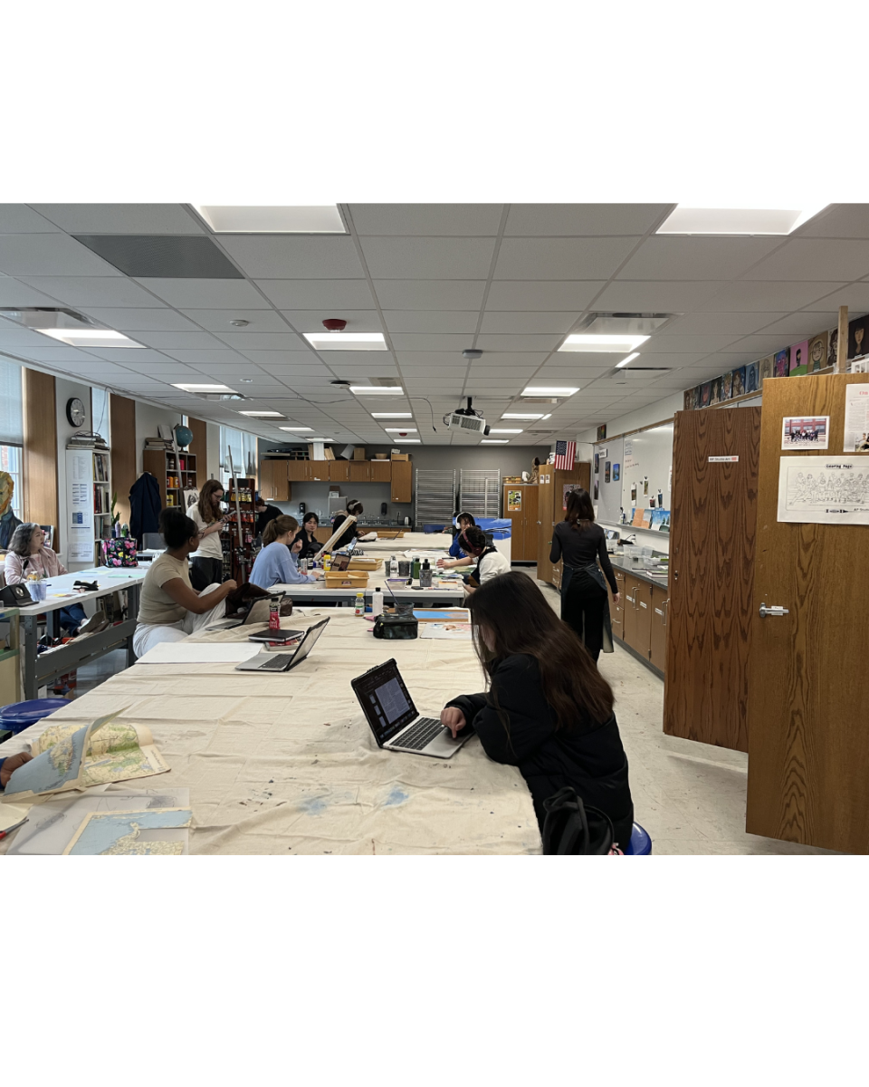 AP Art and Design students work on their portfolios. Students can submit their artwork to College Board at the end of the course in May. "Most people try to [get] College Board credit which is first week of May or do the art for competition which is like a month or two from [Spring Break]," Ye said.