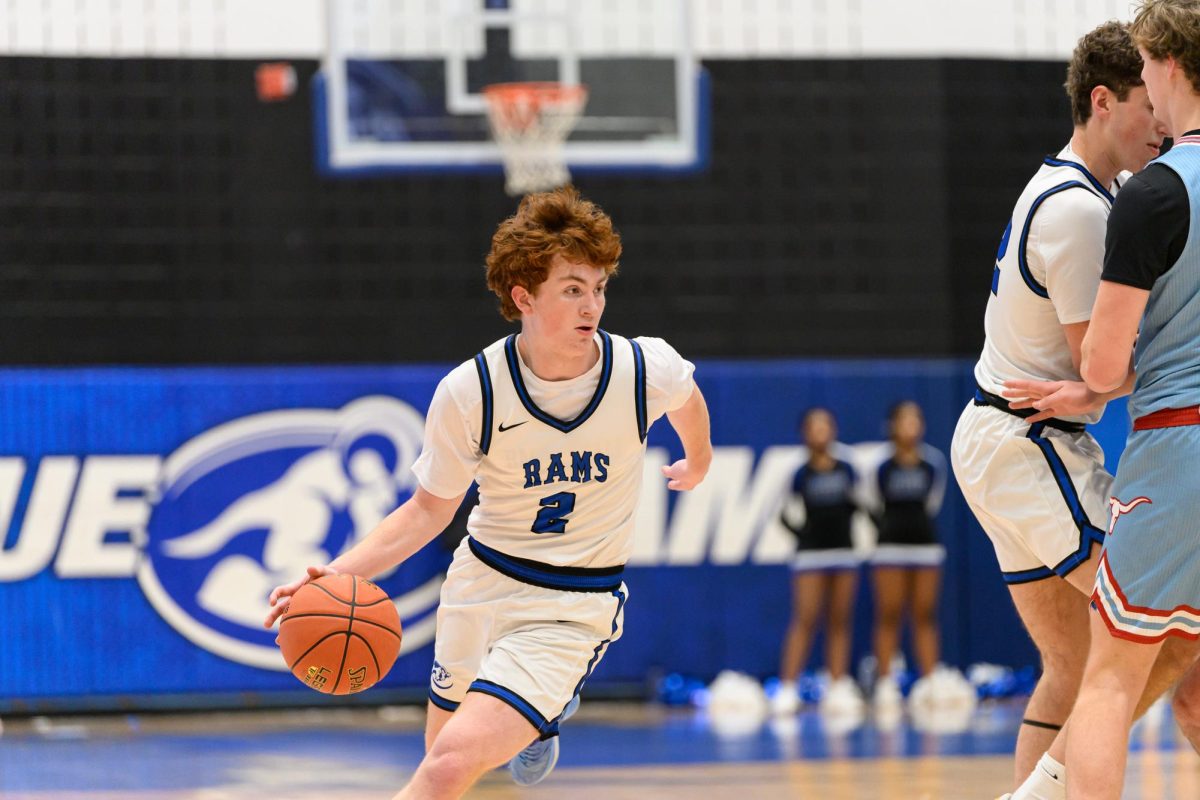 William Becker (11) dribbles
across the court during their game
Jan. 20 against Parkway West. Becker
scored a season high of 36 points.
